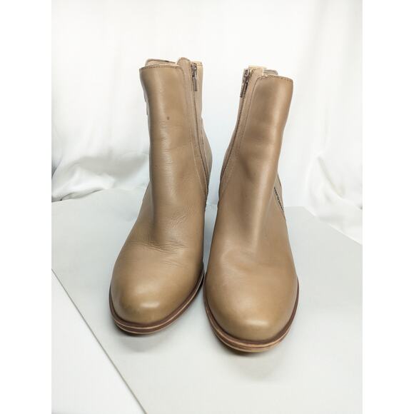 Naturalizer Kala Ankle Boots Womens 8M Beige-Brown Leather Block Heel Western - Picture 2 of 8